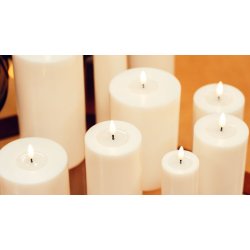 LED kunstig hvid bloklys 3D statisk real flamme ml: D 7,5 cm x H 12,5  cm